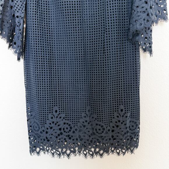 Judy Connally Danielle Spring Lace Bell Sleeve Shift Dress Navy Blue Size Small - Picture 4 of 7
